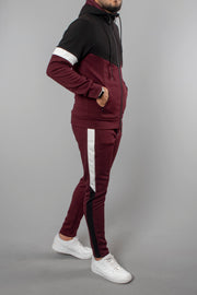 Burgundy Side Striped Sweatpants Daily, Sport, Sport Clothing, Striped, Sweatpants Sport ClothingSweatpants - wessi