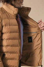 Camel Short Men Down Jacket | Wessi $50 - $100, 36, 38, 40, 42, 44, 46, Brown, Casual, Coat, Daily, Jackets, Mandarin Collar, Modern Fit, Outwear, Puffer Coats, Quilted, Quilted Jackets, Slim