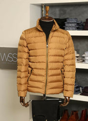 Camel Short Men Down Jacket | Wessi $50 - $100, 36, 38, 40, 42, 44, 46, Brown, Casual, Coat, Daily, Jackets, Mandarin Collar, Modern Fit, Outwear, Puffer Coats, Quilted, Quilted Jackets, Slim