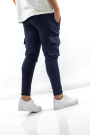 Cargo Pockets Narrow Leg Navy Sweatpants Blue, Daily, Navy, Navy Blue, Sport, Sport Clothing, Sweatpants Sport ClothingSweatpants - wessi