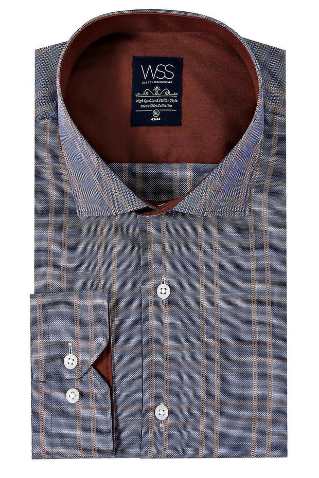 Casual Plaid Blue Shirt | Wessi 3-piece-suit, Casual, Checked, Cuff, Daily, Italian, Long Sleeve, Modern Fit, Patterned, Plaid, Shirt, Slim Fit, Slim Fit Shirt ShirtSlim Fit Shirt - wessi