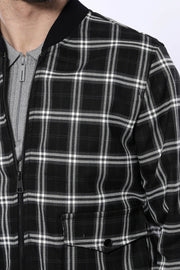 Checked Black Bomber Coat $50 - $100, 36, 38, 40, 42, 44, 46, 6 Drop, Black, Bomber Jacket, Checked, Modern Fit, Navy Blue, Outwear, Plaid, Slim Fit, Slimfit, Zippered OutwearBomber Jacket - 