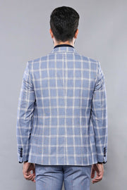 Checked Blue Vested Suit | Wessi 3-piece-suit, 36, 38, 40, 42, 44, 46, Blue, Checked, Double Breasted, mens-suit_obsolete, Modern Fit, Navy, navy-blue, Peak, Peak Lapel, Plaid, Slim Fit, Slim