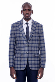 Checked Blue Slim-Fit Blazer 36, 38, 40, 42, 44, 46, 48, 6 Drop, blue, Checked, Italian Suit, Modern Fit, New Season, Peak, Peak Lapel, Plaid, Slim Fit, Slim Fit Suit, Slimfit New Season - we