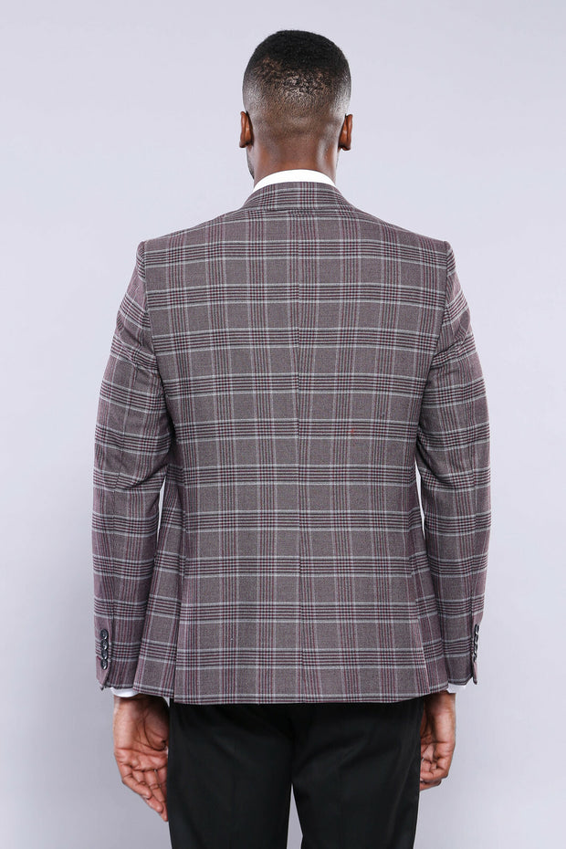 Checked Combined Burgundy Suit | Wessi 3 Piece Suits, 3-piece-suit, 34, 36, 40, 44, 46, Checked, mens-suit, mens-suit_obsolete, Modern Fit, Peak, Peak Lapel, Plaid, Slim Fit, Suit Suit3 Piece