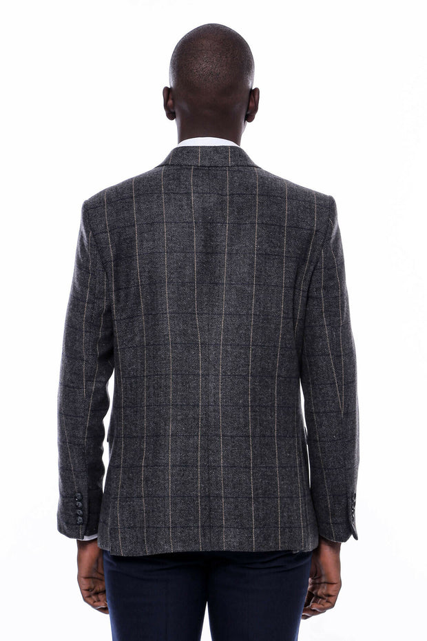 Checked Dark Grey Slim-Fit Blazer 36, 38, 40, 42, 44, 46, 48, 6 Drop, Checked, Grey, Italian Suit, Modern Fit, New Season, Peak, Peak Lapel, Plaid, Slim Fit, Slim Fit Suit, Slimfit New Season