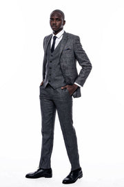 Checked Grey Suit 3-piece-suit, 36, 38, 40, 42, 44, 46, 48, 6 Drop, Checked, Daily, Italian, Italian Suit, Modern Fit, Office, Peak, Peak Lapel, Plaid, Plaid Suit, Slim Fit, Slim Fit Suit, Su