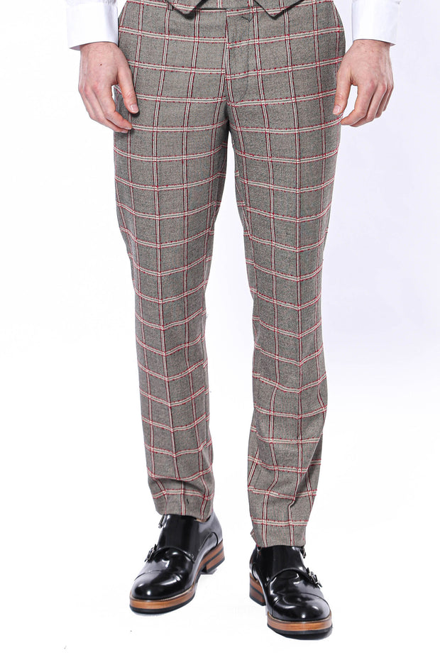 Checked Light Grey Pants 3-piece-suit, 30, 32, 34, 36, 40, 42, Checked, Daily, Modern Fit, Party, Patterned, Plaid, Slim Fit, Trouser, Trousers TrouserTrousers - wessi