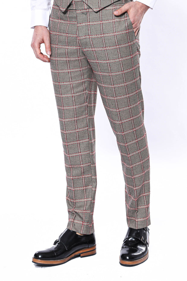 Checked Light Grey Pants 3-piece-suit, 30, 32, 34, 36, 40, 42, Checked, Daily, Modern Fit, Party, Patterned, Plaid, Slim Fit, Trouser, Trousers TrouserTrousers - wessi