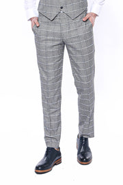 Checked Light Grey Pants 3-piece-suit, 30, 32, 34, 36, 40, 42, Checked, Daily, Modern Fit, Party, Patterned, Plaid, Slim Fit, Trouser, Trousers TrouserTrousers - wessi