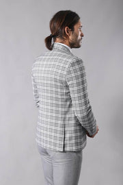 Checked Men's Grey Suit 3-piece-suit, 38, 42, Checked, Modern Fit, Peak, Peak Lapel, Plaid, Slim Fit, Slim Fit Suit, Suit OutletSuit - wessi