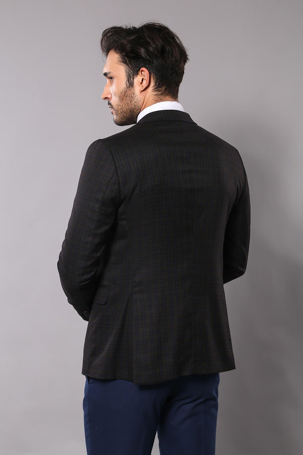 Checked Slim-Fit Brown Winter Suit $100 - $150, 3-piece-suit, 36, 38, 40, 42, 44, 46, 6 Drop, Checked, Daily, Italian, Italian Suit, mens-suit_obsolete, Modern Fit, Notch, Notch Lapel, Office