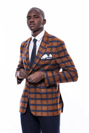 Checked Tawny Slim-Fit Blazer 3-piece-suit, 36, 38, 40, 42, 44, 46, 48, 6 Drop, Checked, Italian Suit, Men's Blazers, Modern Fit, Peak, Peak Lapel, Plaid, Slim Fit, Slim Fit Suit, Slimfit, Sp