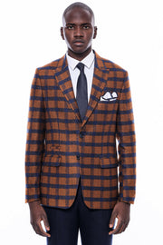 Checked Tawny Slim-Fit Blazer 3-piece-suit, 36, 38, 40, 42, 44, 46, 48, 6 Drop, Checked, Italian Suit, Men's Blazers, Modern Fit, Peak, Peak Lapel, Plaid, Slim Fit, Slim Fit Suit, Slimfit, Sp