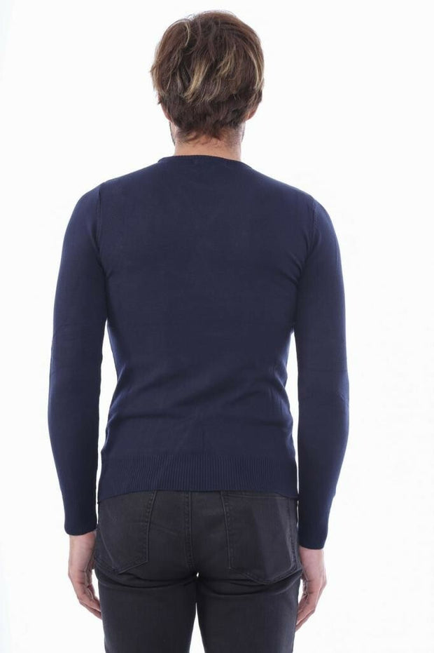 Circle Collar Navy Blue Sweater 3-piece-suit, Blue, Crew Neck, Crew Neck Sweater, Daily, Knit, Knitwear, Navy, navy-blue KnitwearCrew Neck Sweater - wessi