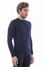 Circle Collar Navy Blue Sweater 3-piece-suit, Blue, Crew Neck, Crew Neck Sweater, Daily, Knit, Knitwear, Navy, navy-blue KnitwearCrew Neck Sweater - wessi