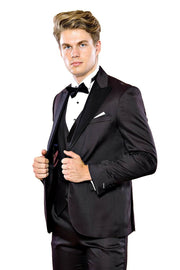 Claret Red and Black Tuxedo for Men | Wessi 3-piece-suit, 36, 38, 40, 42, 44, 46, Black, Detachable, Detachable Lapel, Dot Patterned, Modern Fit, Party, Patterned, Peak, Peak Lapel, Slim Fit,