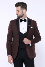 Claret Red Detachable Lapel Tuxedo Suit | Wessi 3 Piece Suits, 3-piece-suit, 38, 40, 42, 44, Detachable, Detachable Lapel, Modern Fit, Party, Peak, Peak Lapel, Slim Fit, Suit, Suit 3 Piece Su