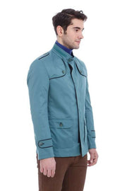 Collar Zippered Cotton Trenchcoat $30 - $50, 36, 38, 40, 42, 44, 46, Buttoned, Casual, Daily, Green, Mandarin Collar, Modern Fit, Outwear, Pocket, Trenchcoat, Zippered OutletCoat - wessi