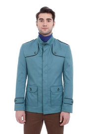 Collar Zippered Cotton Trenchcoat $30 - $50, 36, 38, 40, 42, 44, 46, Buttoned, Casual, Daily, Green, Mandarin Collar, Modern Fit, Outwear, Pocket, Trenchcoat, Zippered OutletCoat - wessi