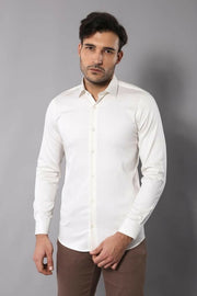 Cotton Satin Cream Shirt | Wessi 3-piece-suit, Basic, Casual, Daily, Italian, Modern Fit, Office, Plain, Satin Blend, Shirt, Slim Fit, Slim Fit Shirt ShirtSlim Fit Shirt - wessi