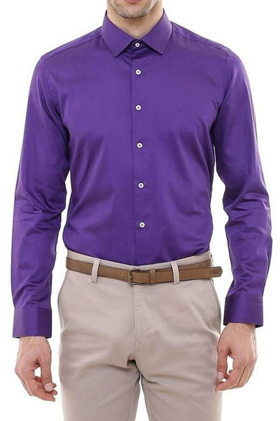 Cotton Satin Slim Fit Purple Shirt 3-piece-suit, Basic, Casual, Cuff, Daily, Italian, Long Sleeve, Modern Fit, Plain, purple, S, Satin Blend, Shirt, Slim Fit, Slim Fit Shirt ShirtSlim Fit Shi