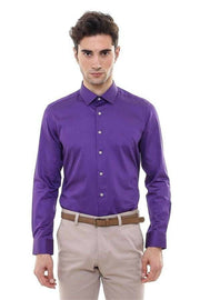 Cotton Satin Slim Fit Purple Shirt 3-piece-suit, Basic, Casual, Cuff, Daily, Italian, Long Sleeve, Modern Fit, Plain, purple, S, Satin Blend, Shirt, Slim Fit, Slim Fit Shirt ShirtSlim Fit Shi