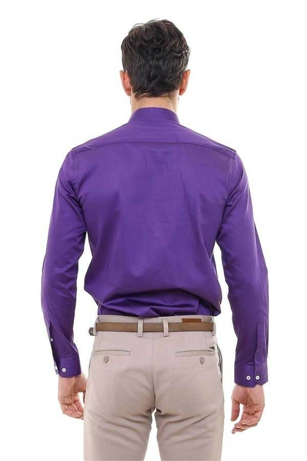 Cotton Satin Slim Fit Purple Shirt 3-piece-suit, Basic, Casual, Cuff, Daily, Italian, Long Sleeve, Modern Fit, Plain, purple, S, Satin Blend, Shirt, Slim Fit, Slim Fit Shirt ShirtSlim Fit Shi