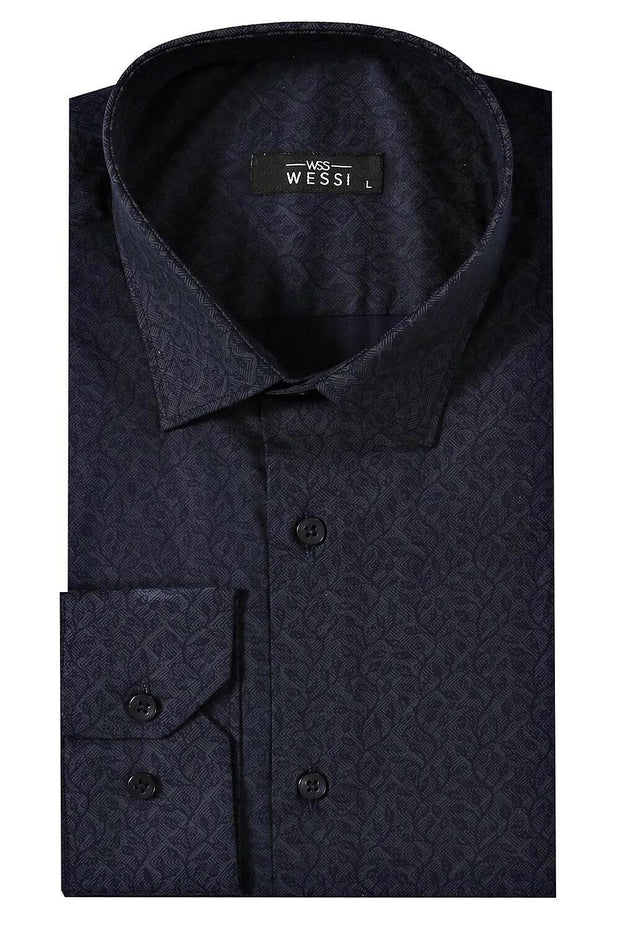 Dark Blue Floral Shirt | Wessi 3-piece-suit, Blue, Cuff, Long Sleeve, Modern Fit, Navy, navy-blue, Shirt, Slim Fit, Slim Fit Shirt, Slim Fit Shirt Blue ShirtSlim Fit Shirt - wessi