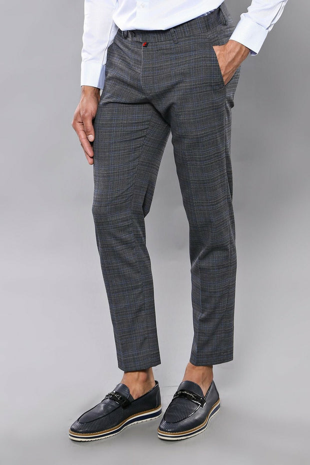 Dark Grey Checked Pants | Wessi 3-piece-suit, 34, 36, 40, Casual, Checked, Daily, Modern Fit, Patterned, Plaid, Slim Fit, Trouser, Trousers TrouserTrousers - wessi