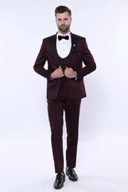 Detachable Lapel Burgundy Suit | Wessi 3 Piece Suits, 3-piece-suit, 32, 34, 36, 38, 40, 42, 44, 46, 48, 50, 52, Detachable, Detachable Lapel, mens-suit_obsolete, Party, Peak, Peak Lapel, Suit