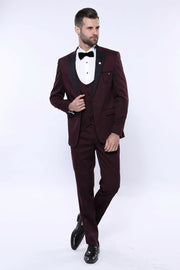 Detachable Lapel Burgundy Suit | Wessi 3 Piece Suits, 3-piece-suit, 32, 34, 36, 38, 40, 42, 44, 46, 48, 50, 52, Detachable, Detachable Lapel, mens-suit_obsolete, Party, Peak, Peak Lapel, Suit