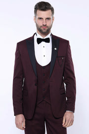 Detachable Lapel Burgundy Suit | Wessi 3 Piece Suits, 3-piece-suit, 32, 34, 36, 38, 40, 42, 44, 46, 48, 50, 52, Detachable, Detachable Lapel, mens-suit_obsolete, Party, Peak, Peak Lapel, Suit