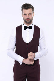 Detachable Lapel Burgundy Suit | Wessi 3 Piece Suits, 3-piece-suit, 32, 34, 36, 38, 40, 42, 44, 46, 48, 50, 52, Detachable, Detachable Lapel, mens-suit_obsolete, Party, Peak, Peak Lapel, Suit