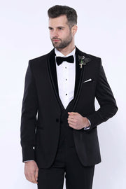 Detachable Velvet Lapel Black Tuxedo | Wessi 3 Piece Suits, 3-piece-suit, 34, 36, 38, 40, 42, 44, 46, 48, Detachable, Detachable Lapel, Double Breasted, Party, Shawl, Suit, Wedding Suit3 Piec