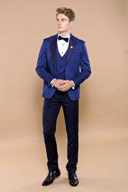 Dot-Patterned Navy Tuxedo 3-piece-suit, 36, 38, 40, 42, 44, 46, blue, Dot Patterned, mens-suit, mens-suit_obsolete, Modern Fit, Navy, Navy Blue, Party, Slim Fit, Slim Fit Suit, Suit, Wedding 