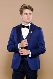 Dot-Patterned Navy Tuxedo 3-piece-suit, 36, 38, 40, 42, 44, 46, blue, Dot Patterned, mens-suit, mens-suit_obsolete, Modern Fit, Navy, Navy Blue, Party, Slim Fit, Slim Fit Suit, Suit, Wedding 