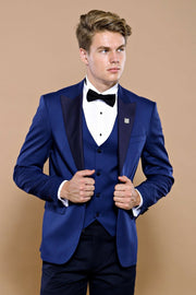 Dot-Patterned Navy Tuxedo 3-piece-suit, 36, 38, 40, 42, 44, 46, blue, Dot Patterned, mens-suit, mens-suit_obsolete, Modern Fit, Navy, Navy Blue, Party, Slim Fit, Slim Fit Suit, Suit, Wedding 