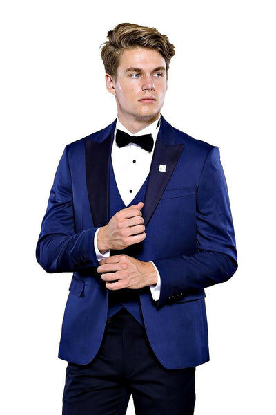 Dot-Patterned Navy Tuxedo 3-piece-suit, 36, 38, 40, 42, 44, 46, blue, Dot Patterned, mens-suit, mens-suit_obsolete, Modern Fit, Navy, Navy Blue, Party, Slim Fit, Slim Fit Suit, Suit, Wedding 