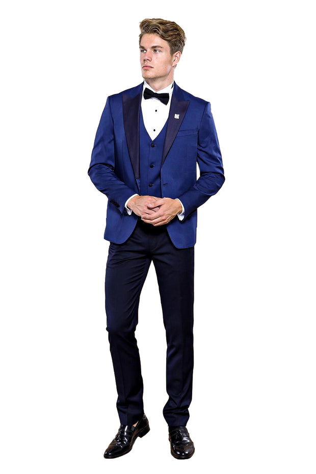 Dot-Patterned Navy Tuxedo 3-piece-suit, 36, 38, 40, 42, 44, 46, blue, Dot Patterned, mens-suit, mens-suit_obsolete, Modern Fit, Navy, Navy Blue, Party, Slim Fit, Slim Fit Suit, Suit, Wedding 