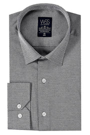 Dot-Patterned Slim-Fit Grey Shirt | Wessi 3-piece-suit, Blue, Cuff, Daily, Dot Patterned, Essentials, Grey, Italian, Long Sleeve, Modern Fit, Navy, navy-blue, Office, Patterned, Shirt, Slim F