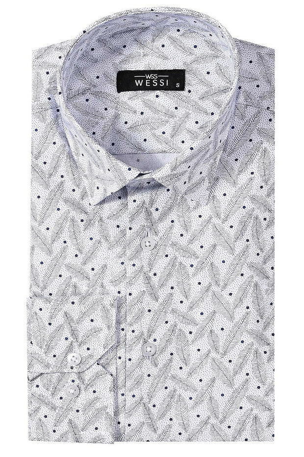 Dot-Patterned White Shirt | Wessi 3-piece-suit, Cuff, Long Sleeve, Modern Fit, Shirt, Slim Fit, Slim Fit Shirt, Slim Fit Shirt Dot Patterned, white, XL ShirtSlim Fit Shirt - wessi