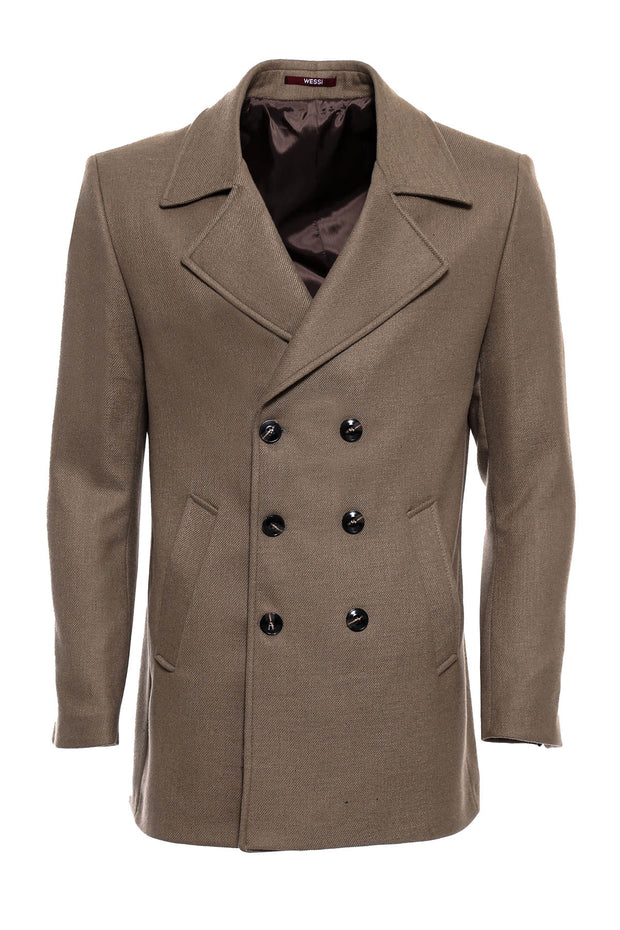 Double Breasted Cachet Beige Coat 3-piece-suit, 36, 40, 42, Basic, Cachet, Coat, Double Breasted, Essentials, Kaban, Modern Fit, Outwear, Plain, Slim Fit, tan OutwearCoatKaban - wessi