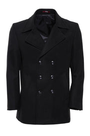 Double Breasted Cachet Black Coat 36, 38, 40, 42, 44, 46, Basic, Black, Cachet, Coat, Double Breasted, Essentials, Kaban, Modern Fit, Office, Outwear, Peak, Peak Lapel, Plain, Slim Fit Outwea