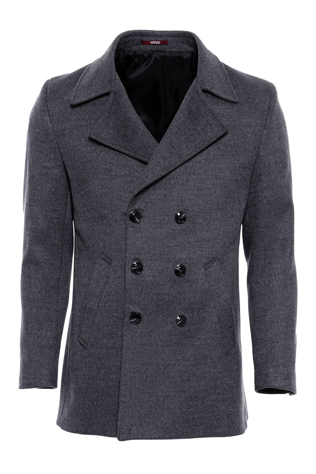 Double Breasted Cachet Grey Coat 3-piece-suit, 36, 38, 40, 42, 44, 46, Basic, Cachet, Coat, Double Breasted, Essentials, Grey, Kaban, Modern Fit, Outwear, Plain, Slim Fit OutwearCoatKaban - w