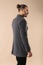 Double-Breasted Fume Coat $100 - $150, 36, 38, 40, 42, 44, 46, 6 Drop, Buttoned, Casual, Coat, Daily, Dark Grey, Double Breasted, Grey, Long Coat, Modern Fit, Outwear, Peak, Peak Lapel, Plain