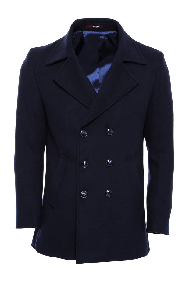 Double Breasted Navy Cachet Coat 36, 38, 40, 42, 44, 46, Basic, blue, Cachet, Coat, Double Breasted, Essentials, Hooded, Hooded Coat, Modern Fit, Navy, Navy Blue, Outwear, Plain, Slim Fit Out