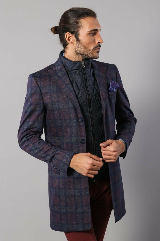 Double-Breasted Plaid Smoke Over Knee Topcoat 3-piece-suit, 34, 36, Double Breasted, Long Coat, Modern Fit, Outwear, Peacoat, Slim Fit OutwearPeacoatLong Coat - wessi