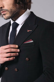 Double Breasted Slim Fit Black Blazer $50 - $100, 34, 36, 38, 40, 42, 44, 46, 6 Drop, Basic, Black, Casual, Daily, Double Breasted, Essentials, Italian, Men's Blazers, Modern Fit, Office, Pat