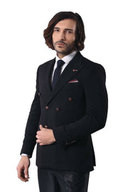 Double Breasted Slim Fit Black Blazer $50 - $100, 34, 36, 38, 40, 42, 44, 46, 6 Drop, Basic, Black, Casual, Daily, Double Breasted, Essentials, Italian, Men's Blazers, Modern Fit, Office, Pat